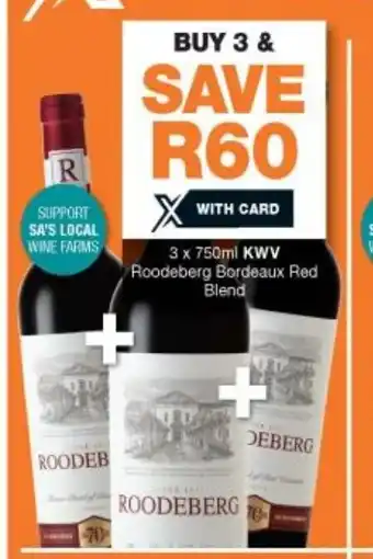 Checkers Liquor Shop KWV Roodeberg Bordeaux Red Blend 3x750ml offer