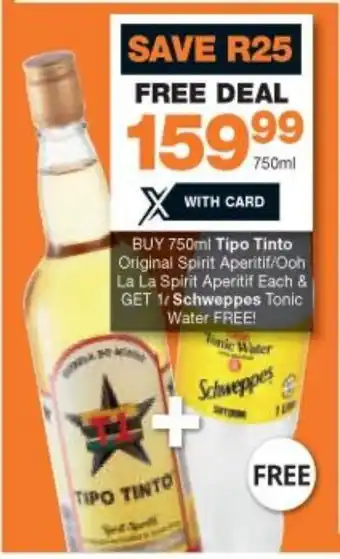 Checkers Liquor Shop Tipo Tinto Original Spirit 750ml offer