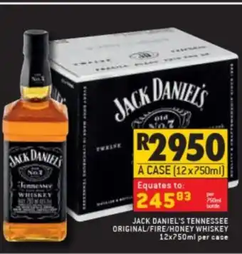 Shoprite Liquor Jack Daniel's Tennessee Original/Honey/Fire Whiskey 12x750ml offer