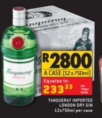 Shoprite Liquor Tanqueray Imported London Dry Gin 12x750ml offer