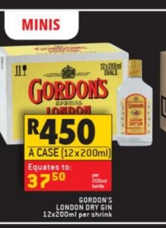 Shoprite Liquor Gordon's London Dry Gin 12x200ml offer