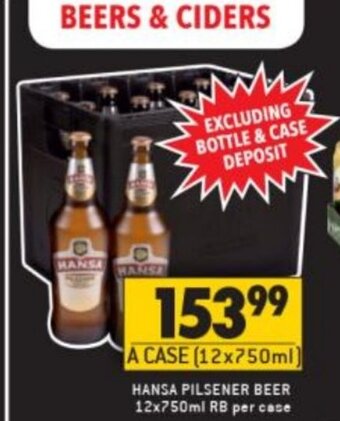 Shoprite Liquor Hansa Pilsener Beer 12x750ml offer