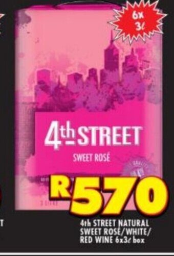 Shoprite Liquor 4th Street Natural Sweet,Rosé/ White/Red Wine 6x3L offer
