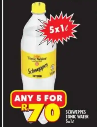Shoprite Liquor Schweppes Tonic Water 5x1L offer