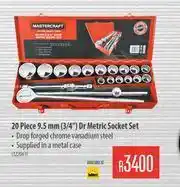 Builders Warehouse Mastercraft 20 Piece 9.5mm 3/4" Dr Metric Socket Set offer