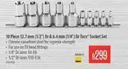 Builders Warehouse Mastercraft 10 Piece 12.7mm (1/2") Dr & 6.4mm (1/4") Dr Torx Socket Set offer