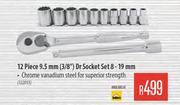 Builders Warehouse Mastercraft 12 Piece 9.5mm 3/8" Dr Socket Set8-19mm offer