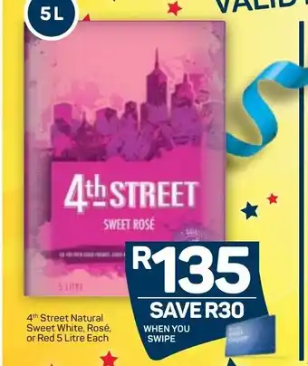 Pick n Pay Liquor 4th Stree Natural Sweet White, Rosé, or Red 5 Litre offer