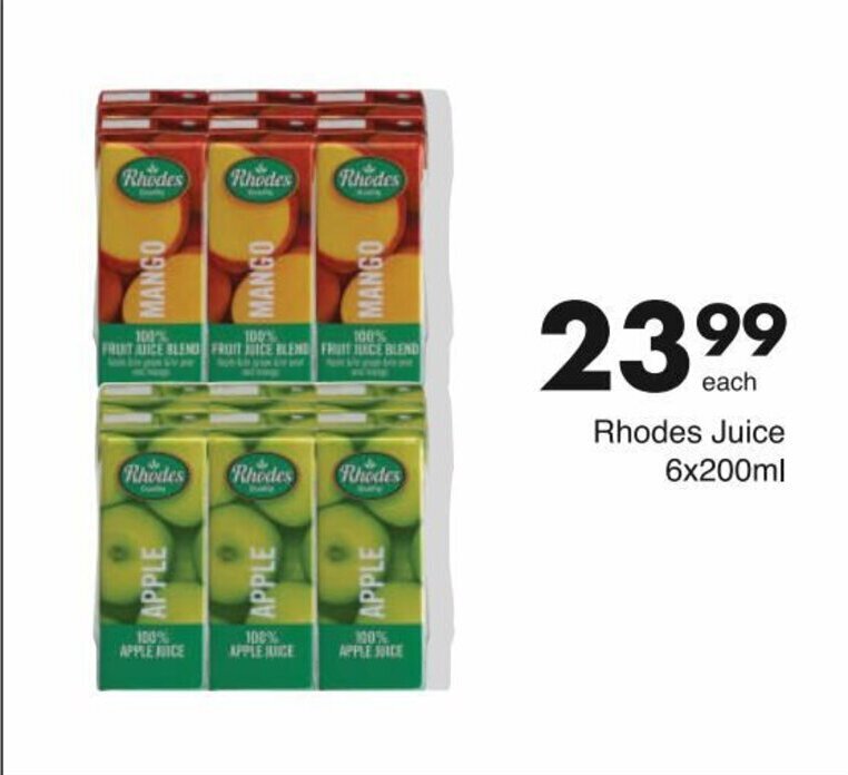 Rhodes Juice 6 x 200 ml offer at Save
