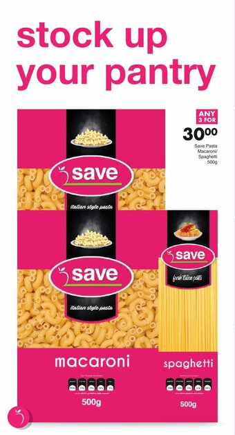 Save Save Pasta Macaroni / Spaghetti 500g offer