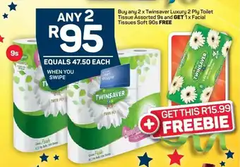 Pick n Pay Twinsaver Luxury 2 Ply Toilet Tissue Assorted 9s offer