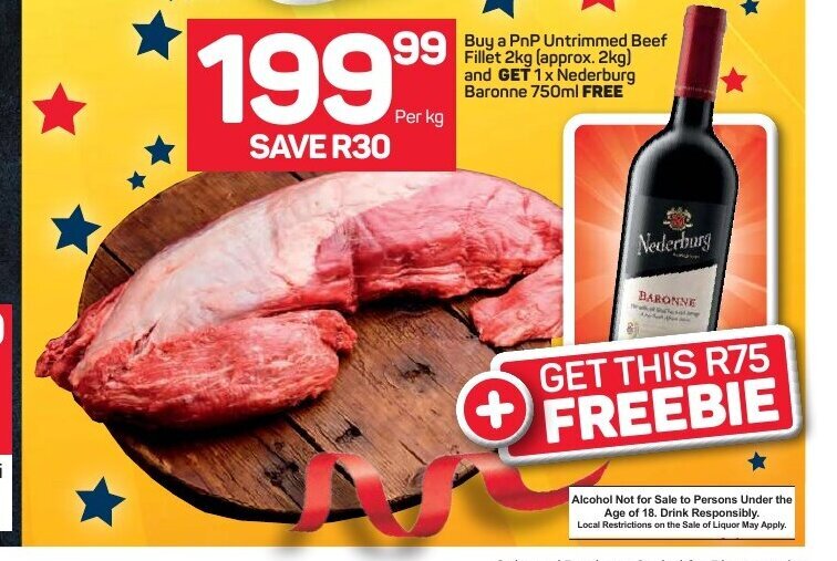 PnP Untrimmed Beef Fillet 2kg offer at Pick n Pay