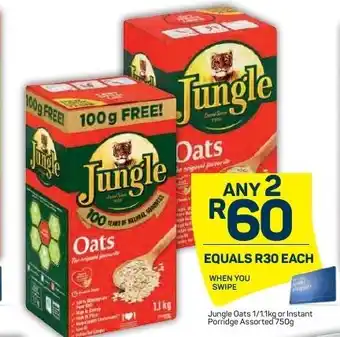 Pick n Pay Jungle Oats 1/1.1kg or Instant Porridge Assorted 750g offer
