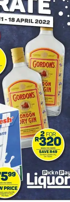 Pick n Pay Gordon's gin 2 offer
