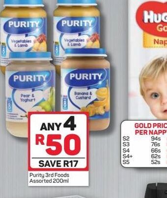 Pick n Pay Hypermarket Purity baby food 4 offer