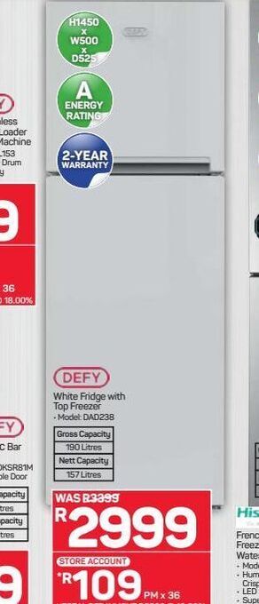 Pick n Pay Hypermarket Defy fridge freezer offer