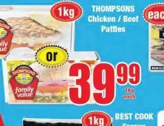 Boxer Thompsons beef patties offer
