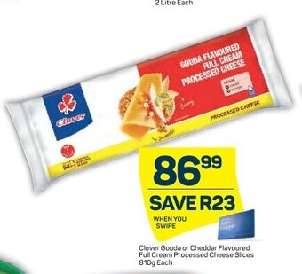 Pick n Pay Clover Gouda or Cheddar Flavoured Full Cream Processed Cheese Slices 810g offer