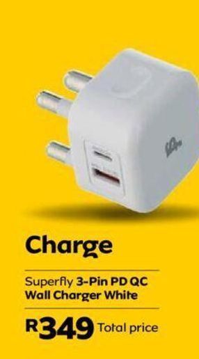 Superfly 3-pin pd qc wall charger white