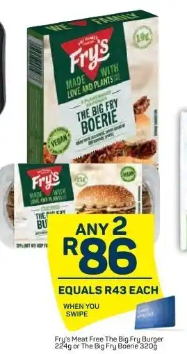Pick n Pay Fry's Meat Free The Big Fry Burger 224g or The Big Fry Boerie 320g offer