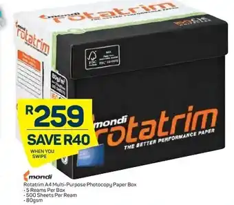 Pick n Pay Rotatim A4 Multi-Purpose Photocopy Paper Box 5 Reams per Box offer