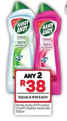 Pick n Pay Handy Andy All Purpose Cream Cleaner Assorted 750ml offer