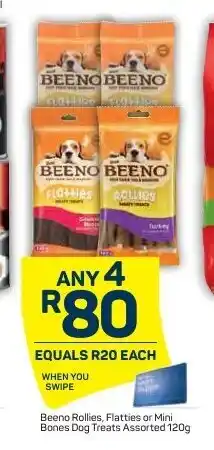 Pick n Pay Beeno Rollies, Flatties or Mini Bones Dog Treats Assorted 120g offer