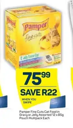 Pick n Pay Pamper Fine Cuts Cat Food in Gravy or Jelly Assorted 12x85g offer