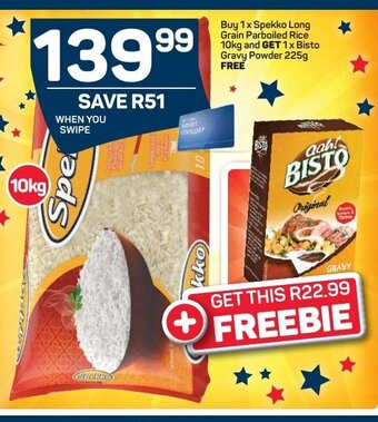 Pick n Pay Spekko Long Grain Parboiled Rice 10kg offer
