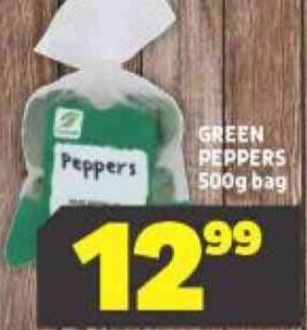 Usave Green Peppers 500g Bag offer