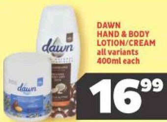 Usave Dawn Hand & Body Lotion/Cream 400ml offer