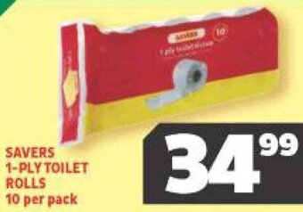 Usave Savers 1-Ply Toilet Rolls 10 per Pack offer