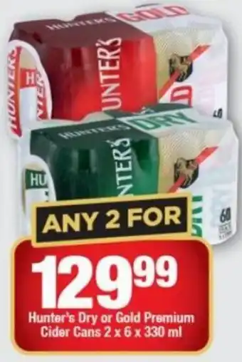 OK Liquor Hunter's Dry or Gold Premium Cider Cans 2x6x330ml offer