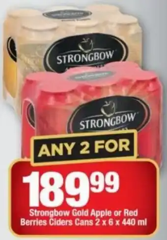 OK Liquor Strongbow Gold Apple/Red Berries Ciders Cans 2x6x440ml offer