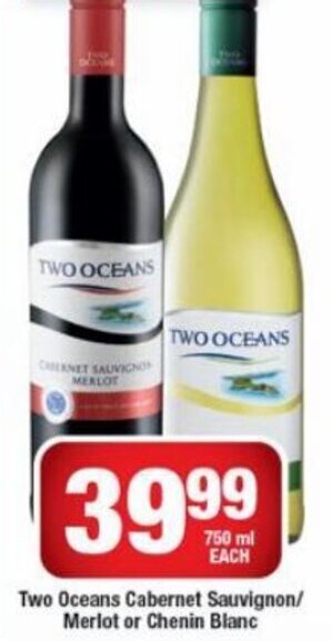 Two Oceans Cabernet Sauvignonmerlot Or Chenin Blanc 750ml Offer At Ok Liquor 7243