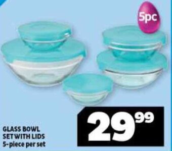 Usave Glass Bowl Set with Lid 5-piece offer