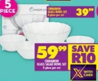 Shoprite Cinnamon Glass Salad Bowl Set 5-piece offer