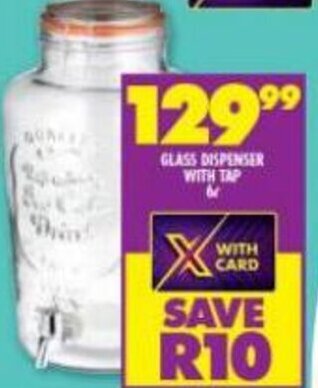 Shoprite Glass Dispenser with Tap 6L offer