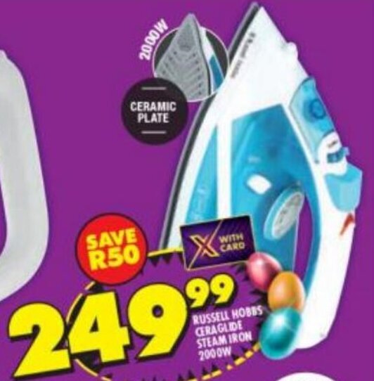 Russell Hobbs Ceraglide Steam Iron 2000w offer at Shoprite