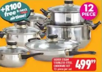 Shoprite Silver Steam Stainless Steel Cookware Seet 12-piece offer