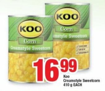 OK Foods Koo Creamstyle Sweetcorn 410g offer