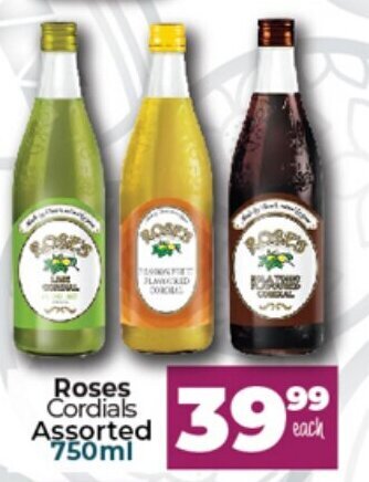Take 'n Pay Roses Cordials Assorted 750ml offer