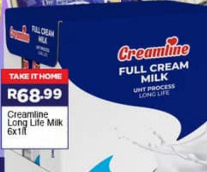 Creamline Long Life Milk 6x1L offer at Super Save