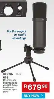 Dixon USB Condenser Microphone With USB Cable, Pop Filter & Tabletop Tripod Stand UM-20