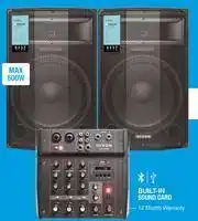 Cash Crusaders Dixon 12" DJ/PA Speakers (Pair) + Dixon 4 Channel Multi Purpose Powered Desktop Mixer-Combo offer