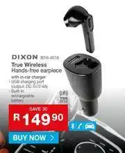 Cash Crusaders Dixon True Wireless Hands Free Earpiece Wiyh In-Car Charger BTH-407A offer