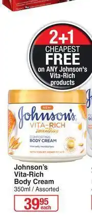 Dis-Chem Johnson's Vita Rich Body Cream Assorted-350ml Each offer