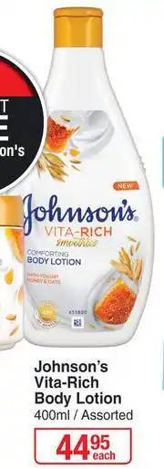 Dis-Chem Johnson's Vita Rich Body Lotion Assorted-400ml Each offer