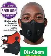 Dis-Chem Double Valve Reusable Fabric Mask Assorted Colours-For 1 offer