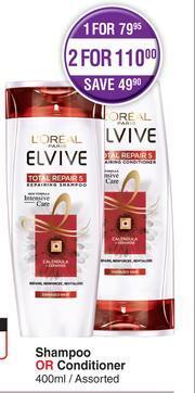 Dis-Chem L'Oreal Elvive Shampoo Or Conditioner (Assorted)-400ml offer